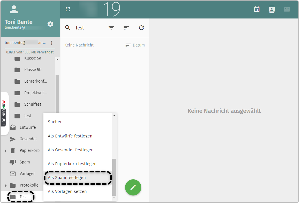 EMail Ordner als StandardOrdner festlegen NetzwerkMoodle